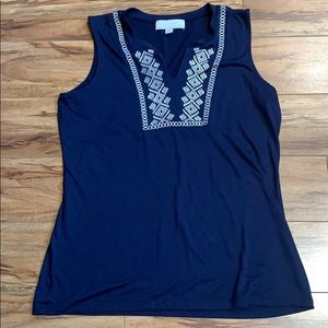 Carolyn Taylor Navy Tank Top with White Stitching